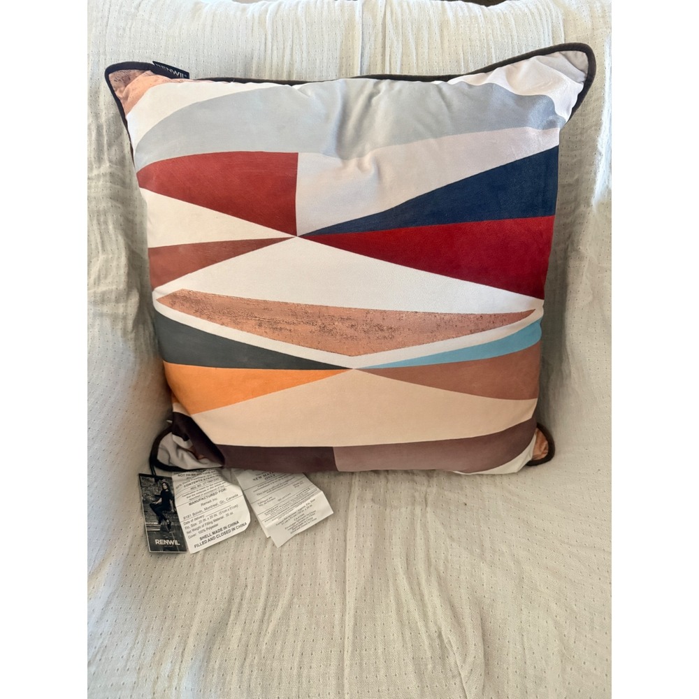 Renwil Michel 20x20" Square Modern‎ Velvet Decorative Pillow in Multi-Color